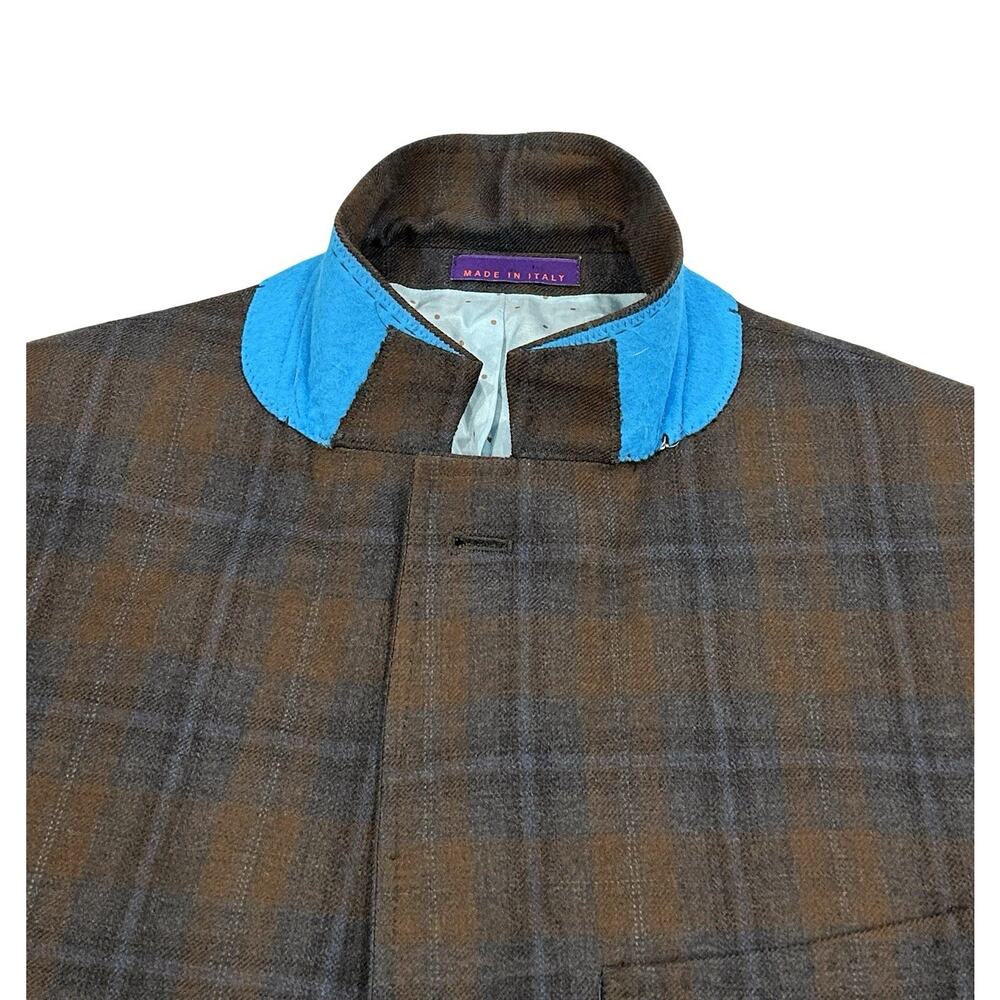 Kuhlman Cashmere Blazer Jacket Mens 50L-US 40L Brown & Gray Plaid Italian Tweed - Picture 6 of 11